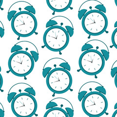 seamless pattern clock alarm wake up vector illustration