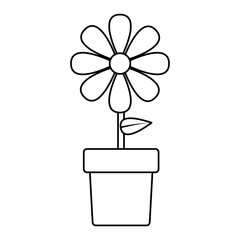 potted flower natural decoration interior vector illustration outline design