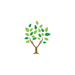 Elegant tree leaf agriculture logo design template vector
