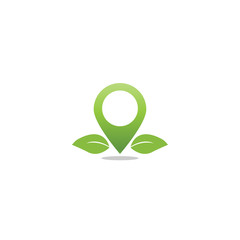 Pin map leaf agriculture logo design template vector