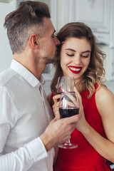 Portrait of a happy romantic smart dressed couple