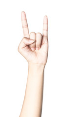 Hands in the form of heart on white background with clipping path.