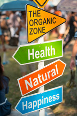 Health, natural, happiness and organic post signs