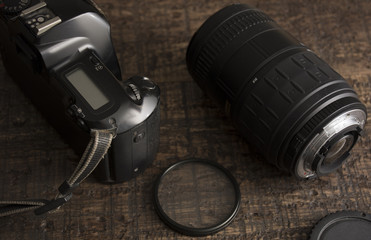 telephoto lens with uv filter, camera

