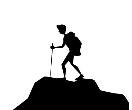 hiker adventure silhouette cartoon design