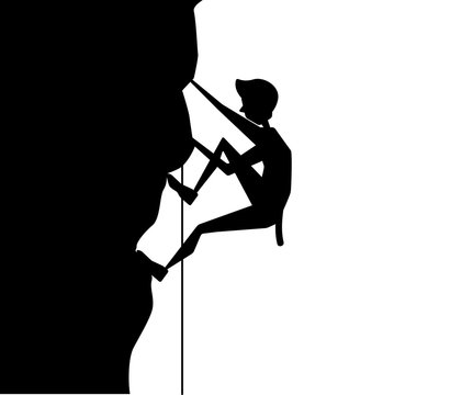 rock climbing silhouette cartoon design