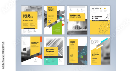set of business brochure annual report flyer design templates in
