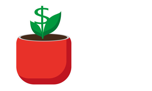 Albero di soldi $ - disegno vettoriale - investimenti - simbolo del dollaro