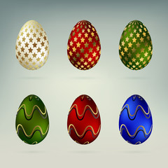 set of Easter eggs in different colors