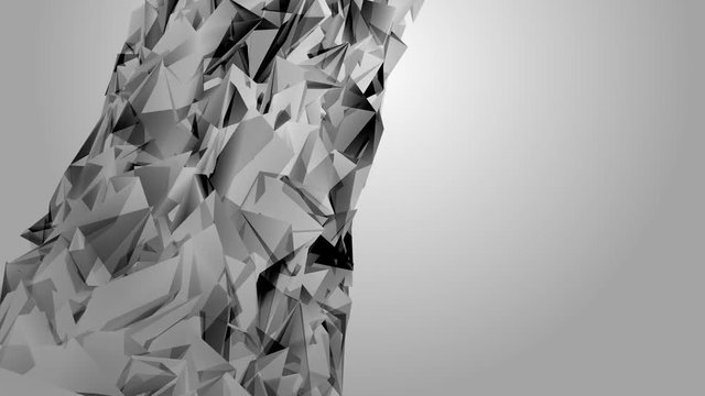 cylindrical polygonal structure shaded with numerous peaks and spikes that grows by rotating on itself. 3d animation indicated for science fiction projects or future technologies and organic robotics