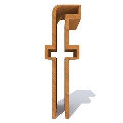 Obraz premium Conceptual wood or wooden brown font or type, timber or lumber industry piece isolated on white background. Educative hadwood material, smooth surface pine handmade sculpted object as 3D illustration