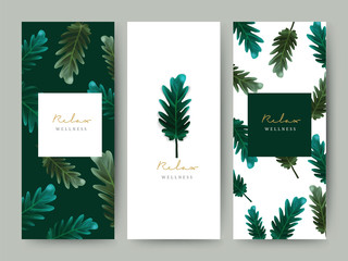 Branding Packageing leaf nature background, logo banner voucher, spring summer tropical, vector illustration