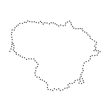 Abstract schematic map of Lithuania from the black dots along the perimeter of vector illustration