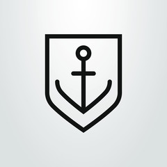 Obraz premium black and white anchor icon on the shield