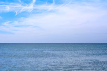 Naklejka na ściany i meble Beautiful sea and sky and clouds is bright white background.