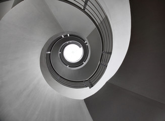 black and white spiral staircase