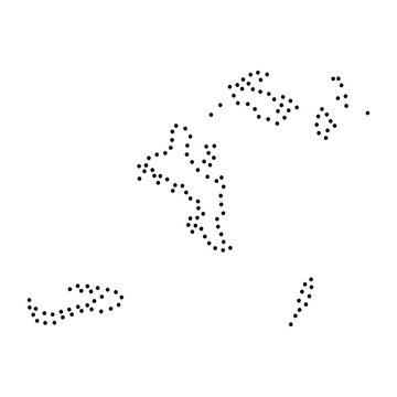Abstract schematic map of Seychelles from the black dots along the perimeter of vector illustration
