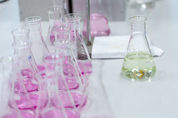 Titration technique in the laboratory.