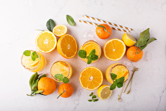 Orange and lemon margarita cocktail