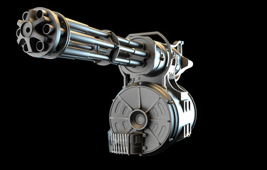 Machine gun isolated on black background
