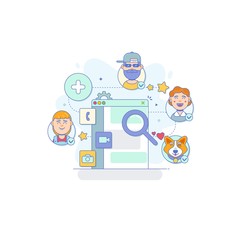 Internet friendship and communication.Online messaging. Vector illustration