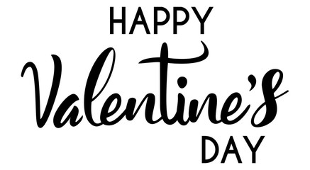 A simple text illustration of Happy Valentine's day typography in black on an isolated white background
