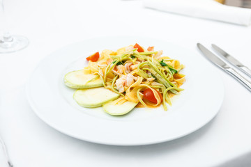 Tagliatelle with tiger prawns