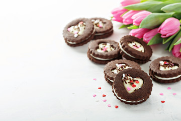 Chocolate cookie sandwiches for Valentines Day