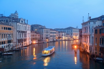 Venice Grand Canal sunrise and boat