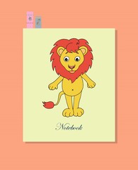 Cute lion. Funny vector illustration in cartoon style.