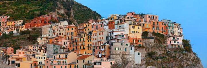 Fototapeta na wymiar Manarola buildings panorama in Cinque Terre