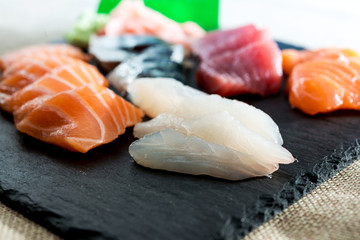 Japanese food fresh raw fish mixed sashimi