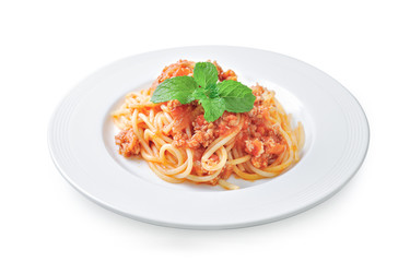 spaghetti pasta with tomato beef sauce