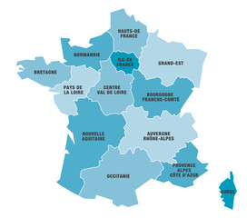 Carte régions de France 4 2018