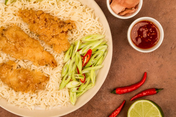 Japanese Style Deep Fried Chicken Tempura With Rice