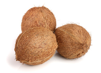 whole coconut isolated on white background
