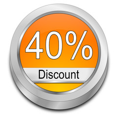 40% Discount button - 3D illustration