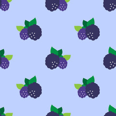 SEAMLESS BLACKBERRIES PATTERN
Blackberries with green leaves on violet background. It is set as a seamless pattern and can be used for fabric, background, print, wallpaper, curtain, tile and etc.