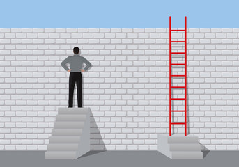 obstacle - échelle - solution - mur - concept - leadership - succès - réussite - symbole - difficile