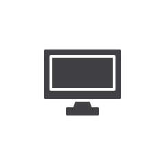 Computer monitor icon vector, filled flat sign, solid pictogram isolated on white. PC display symbol, logo illustration.