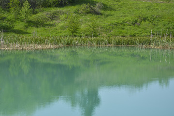 Lake with blue-green color