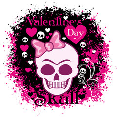 valentines skull with heart, grunge vintage design t shirts
