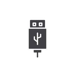 USB cable connector cord icon vector, filled flat sign, solid pictogram isolated on white. Symbol, logo illustration.