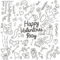 Valentines day hand drawn doodle card