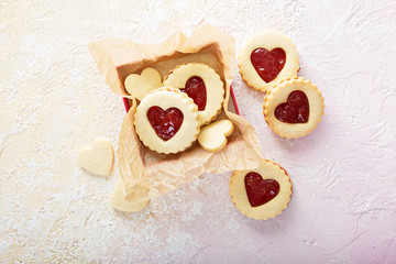 Vanilla cookies with strawberry filling