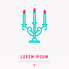 Candelabrum thin line icon. Modern vector illustration of candlestick.
