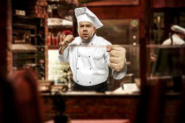 Cook chef in his own small business of restaurant. 