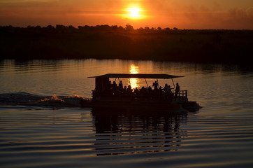 A boat ride and river safari during sunset