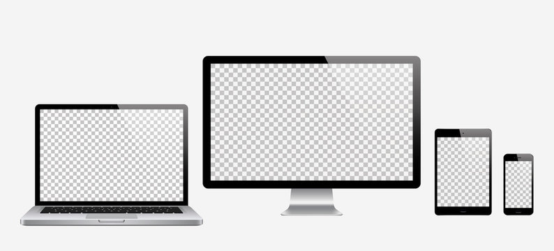 Computer, laptop, tablet, phone set . Vector illustration