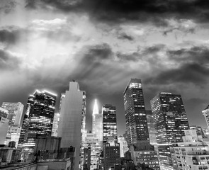 New York City, USA. Amazing aerial Manhattan view at sunset